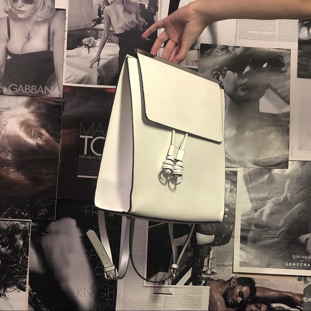 White faux leather backpack